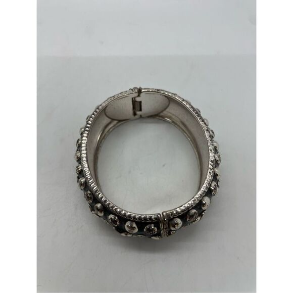 Brighton silver plated "Rockin Hearts" black enamel/crystal Cuff Bracelet - Picture 6 of 7